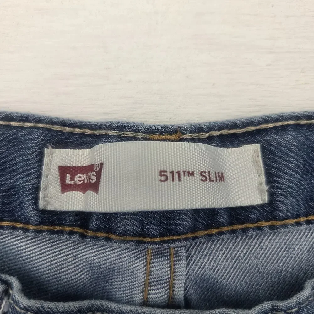 Levi's 511 Dark Blue Wash Jeans Size 29 x 31 18 REG Slim Fit Adjustable Waist
